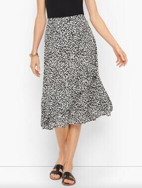 Talbots Pull On Tiered Midi Skirt Size S Maximalist Boho Date Euro Summer Casual